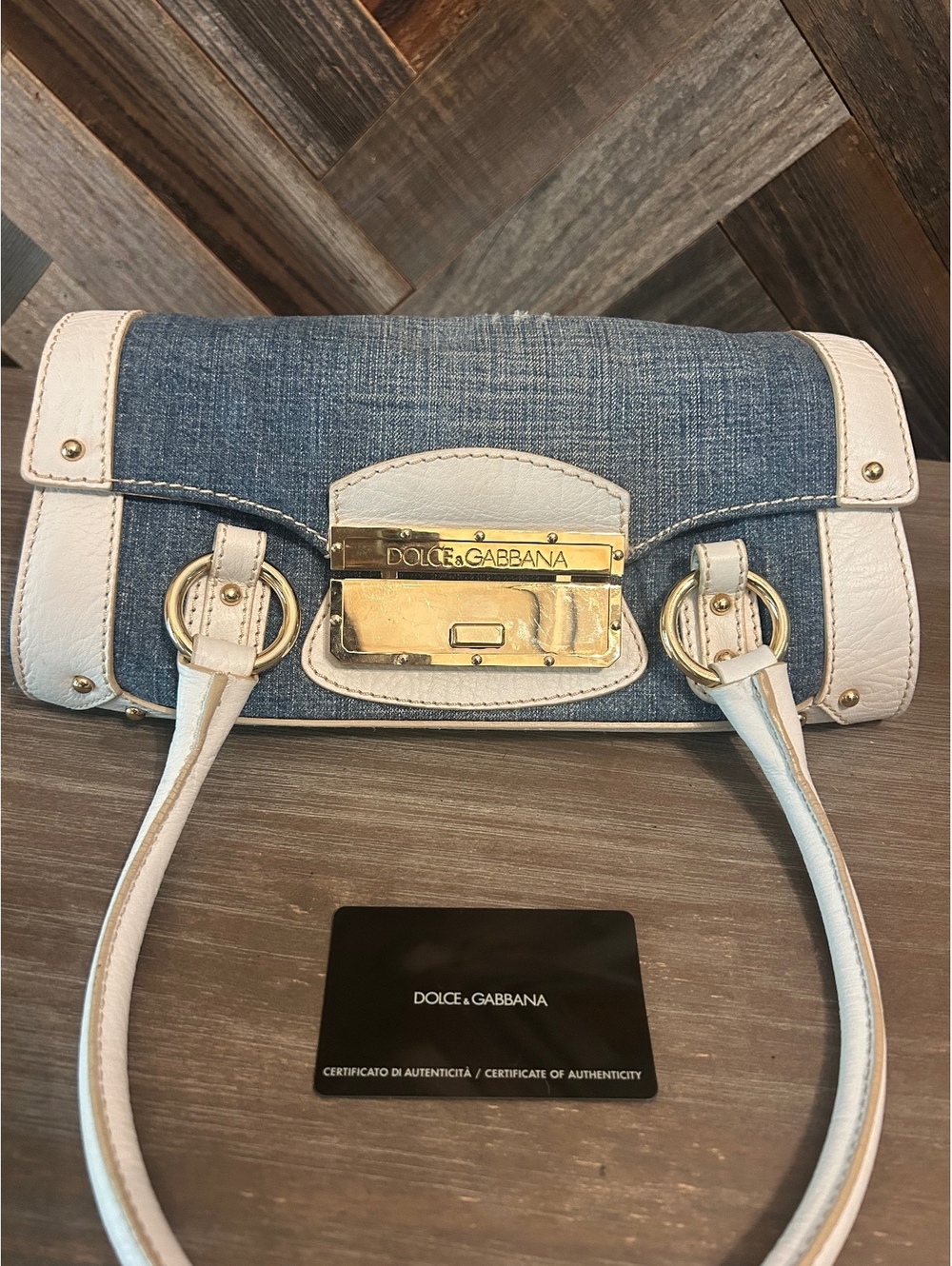 Dolce & Gabbana Denim and White Leather Shoulder Bag - Picture 8 of 8